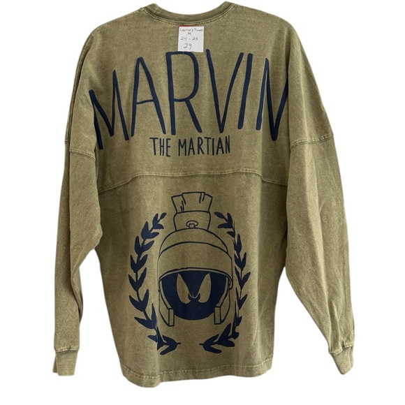 Looney Tunes x Spirit Jersey Unisex Marvin the Martian Mineral Wash Green Sz M - Picture 4 of 4